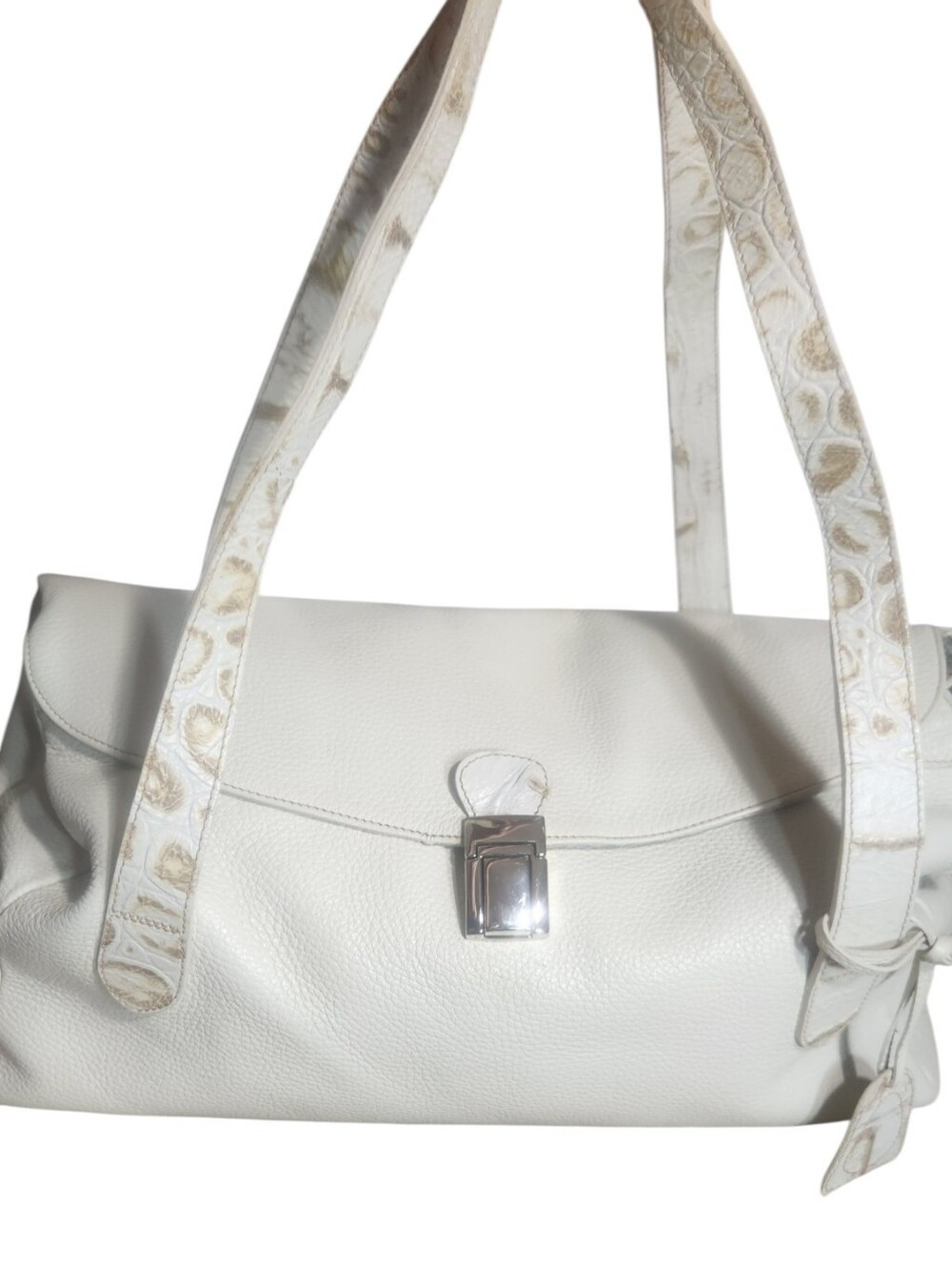 Petusco Made In Spain White Leather Shoulder Bag